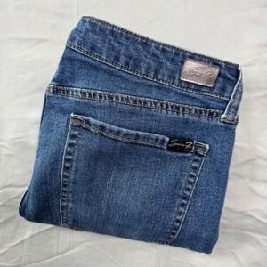 Seven7 Women's Weekend Short Blue Denim Jean Sz 12 Medium Wash Stretch